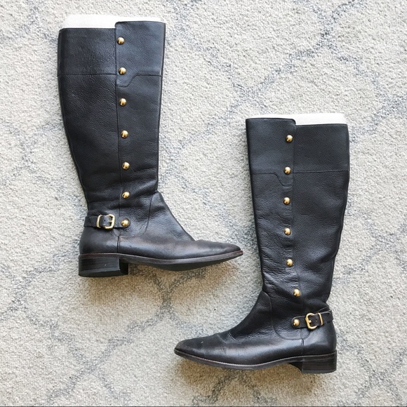 Michael Kors Gold Studded Riding Boots - Picture 1 of 3